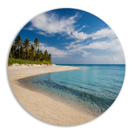 Tropisch strand met palmbomen en helder water forex muurcirkel