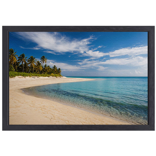 Tropisch strand met palmbomen en helder water canvas met baklijst