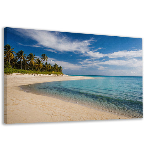 Tropisch strand met palmbomen en helder water canvas