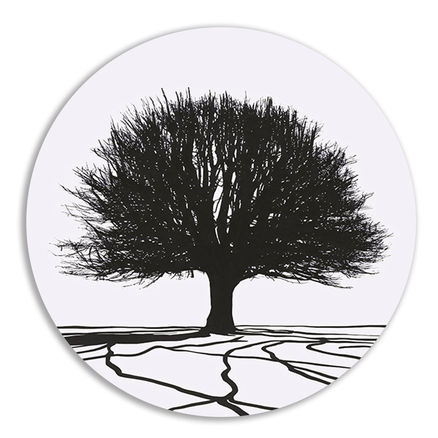 Boom silhouet met wortels in contrast forex muurcirkel