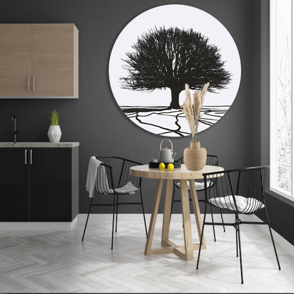 Boom silhouet met wortels in contrast forex muurcirkel