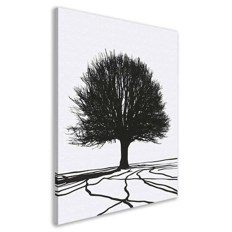 Boom silhouet met wortels in contrast canvas
