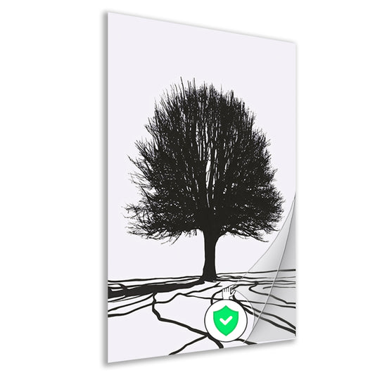 Boom silhouet met wortels in contrast poster