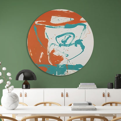 Abstract schilderij van arend met lijnen aluminium muurcirkel