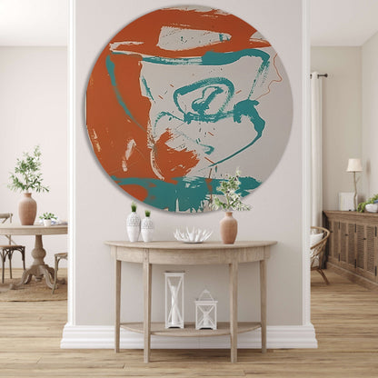 Abstract schilderij van arend met lijnen aluminium muurcirkel