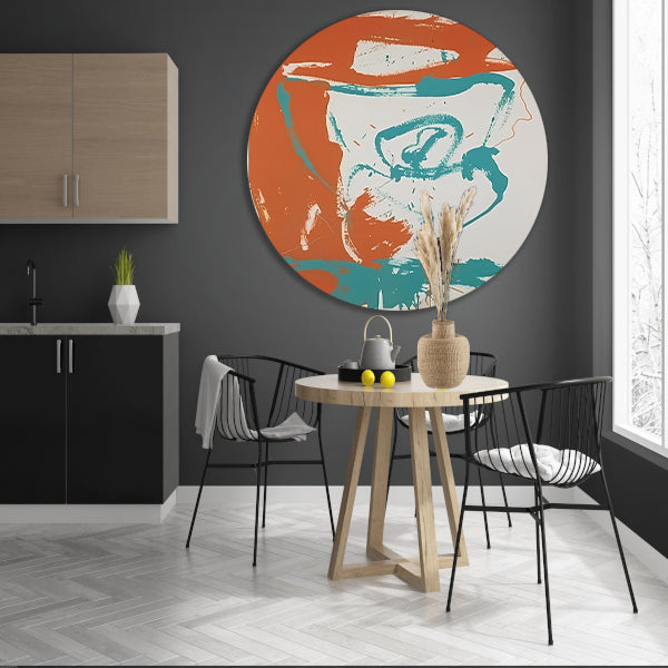 Abstract schilderij van arend met lijnen aluminium muurcirkel