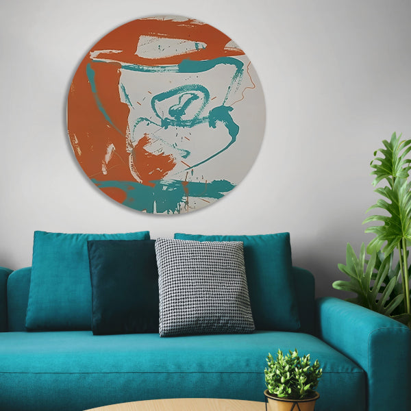 Abstract schilderij van arend met lijnen aluminium muurcirkel