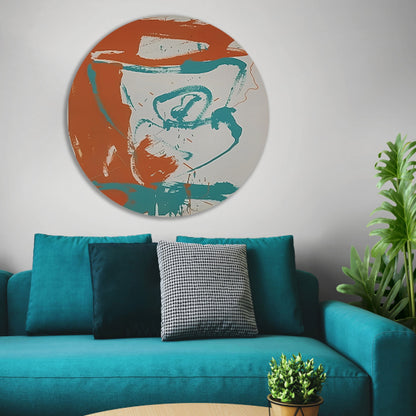 Abstract schilderij van arend met lijnen aluminium muurcirkel