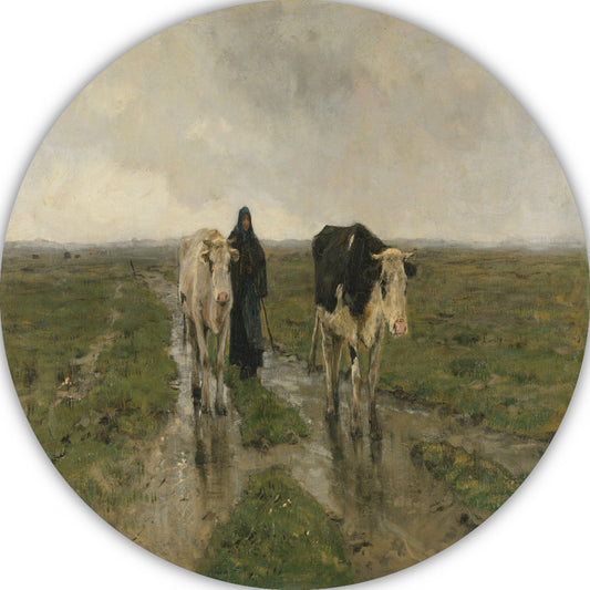 Veranderend weiland - Anton Mauve aluminium muurcirkel