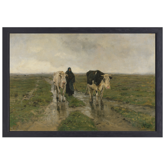 Veranderend weiland - Anton Mauve canvas met baklijst