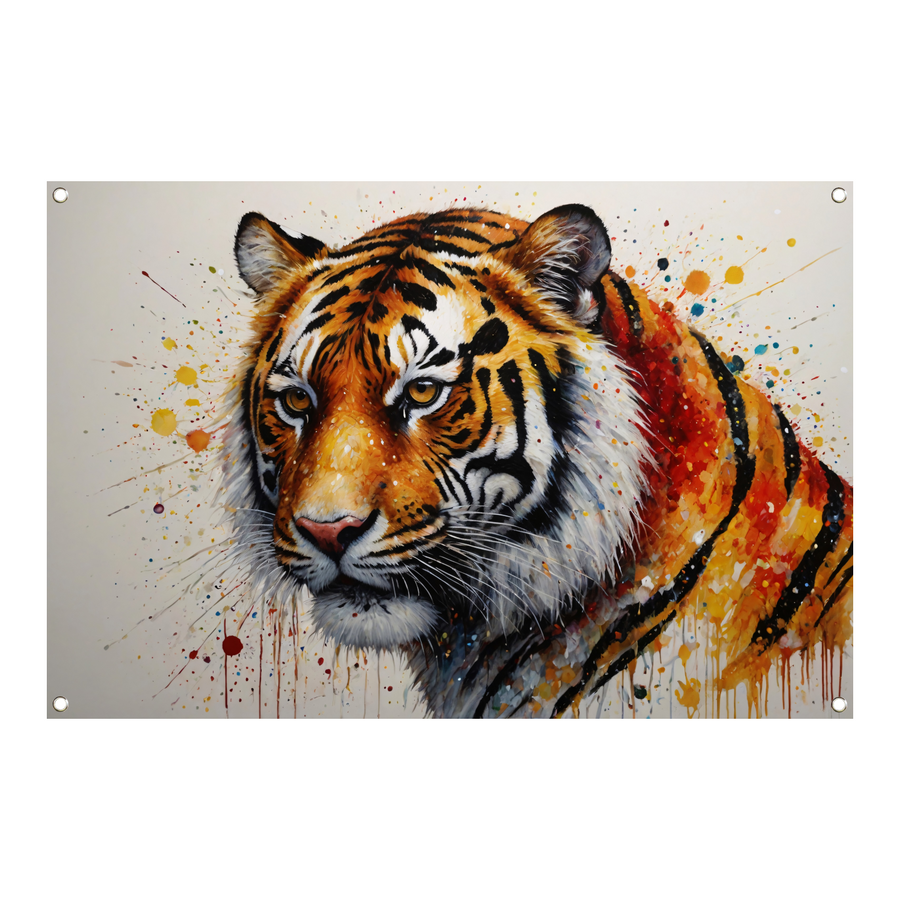 Kleurrijk Portret van een Tijger in Abstracte Stijl tuinposter