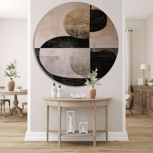 Geometrische appel in zwart-wit minimalisme forex muurcirkel