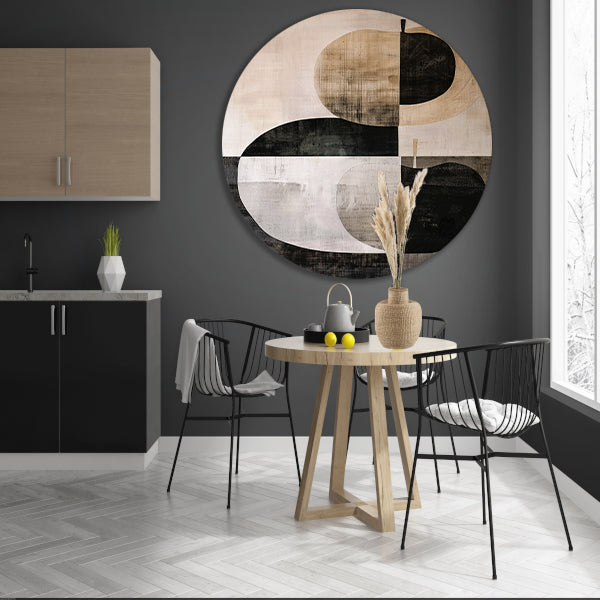 Geometrische appel in zwart-wit minimalisme forex muurcirkel