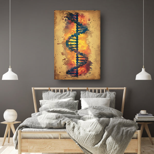 Abstract DNA Kunstwerk met Levendige Kleuren canvas