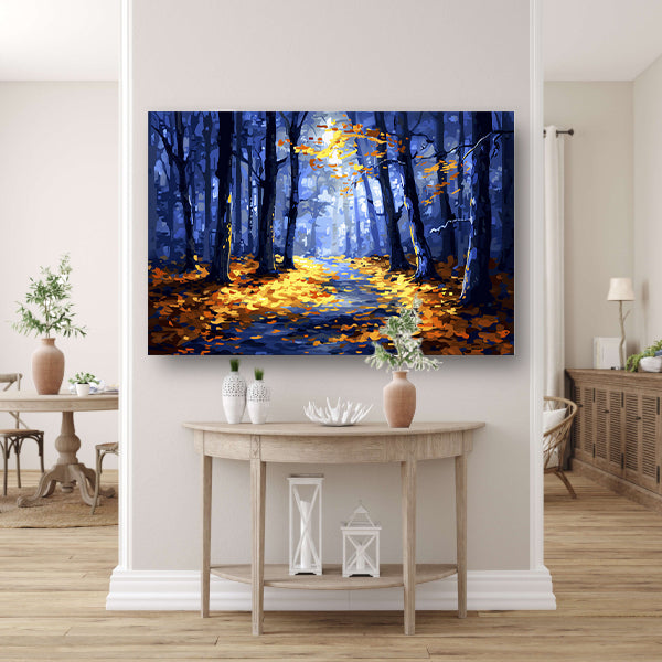 Kleurrijk herfstbos met zonlicht acrylglas