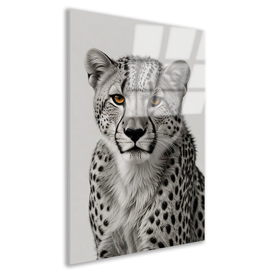 De doordringende blik van een cheeta acrylglas
