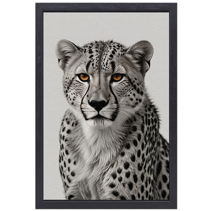 De doordringende blik van een cheeta canvas met baklijst
