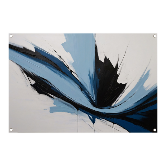 Dynamische Abstractie in Zwart, Wit en Blauw tuinposter