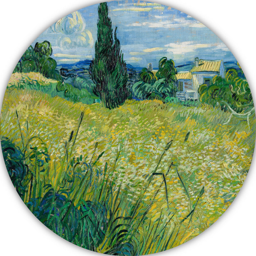 Groen Tarweveld met Cipres - Vincent van Gogh aluminium muurcirkel