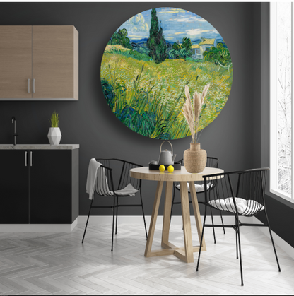 Groen Tarweveld met Cipres - Vincent van Gogh forex muurcirkel