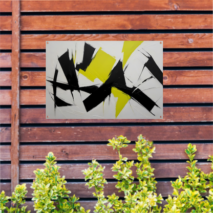 Zwart, wit en geel dynamisch abstract tuinposter