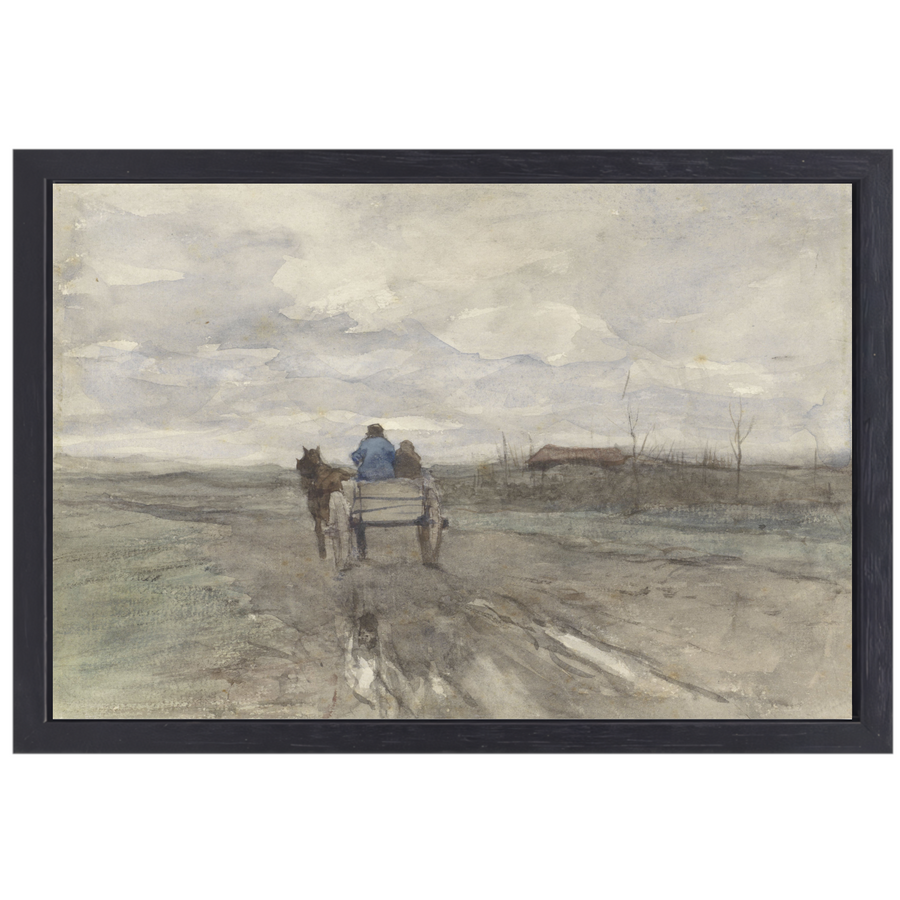 Boerenkar op een landweg - Anton Mauve canvas met baklijst