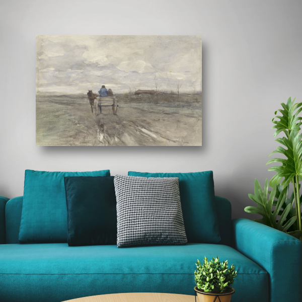 Boerenkar op een landweg - Anton Mauve poster