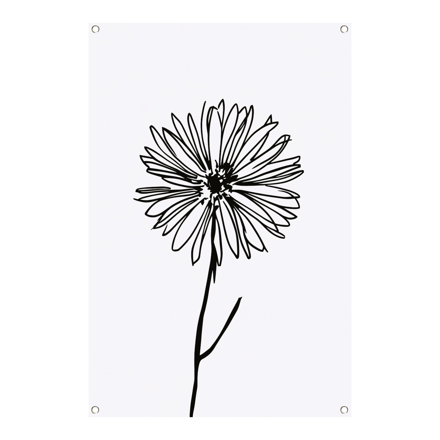 Minimalistische Bloem in Lijntekening Zwart Wit tuinposter