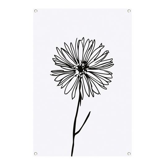 Minimalistische Bloem in Lijntekening Zwart Wit tuinposter