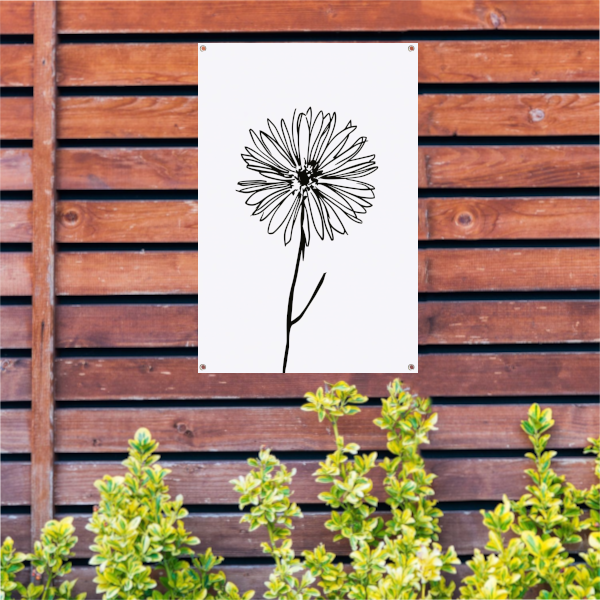 Minimalistische Bloem in Lijntekening Zwart Wit tuinposter