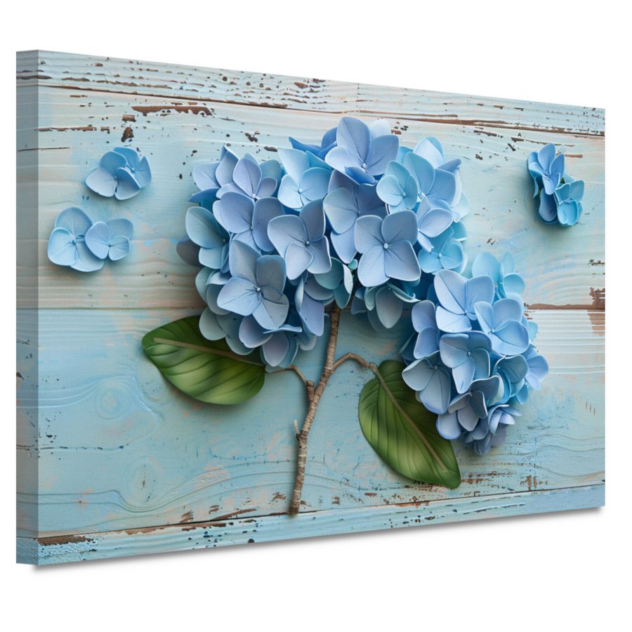 Blauwe hortensias in vaas canvas
