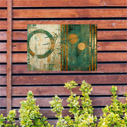 Gouden Glans op Abstract Blauwgroen tuinposter