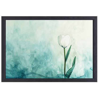 Aquarel schilderij van witte tulp canvas met baklijst