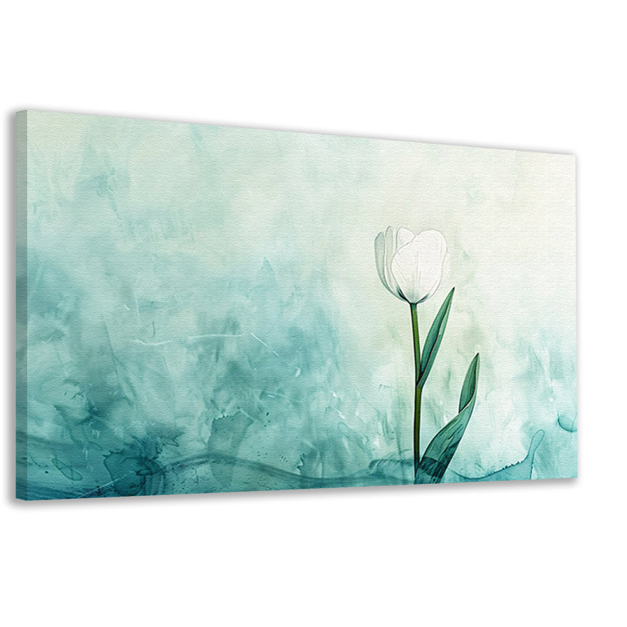 Aquarel schilderij van witte tulp canvas