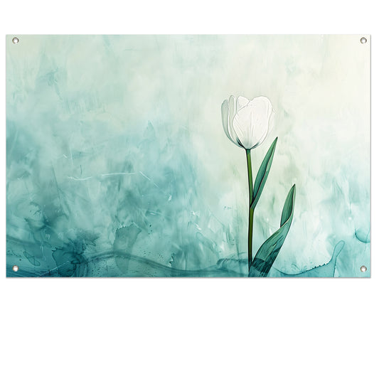 Aquarel schilderij van witte tulp tuinposter