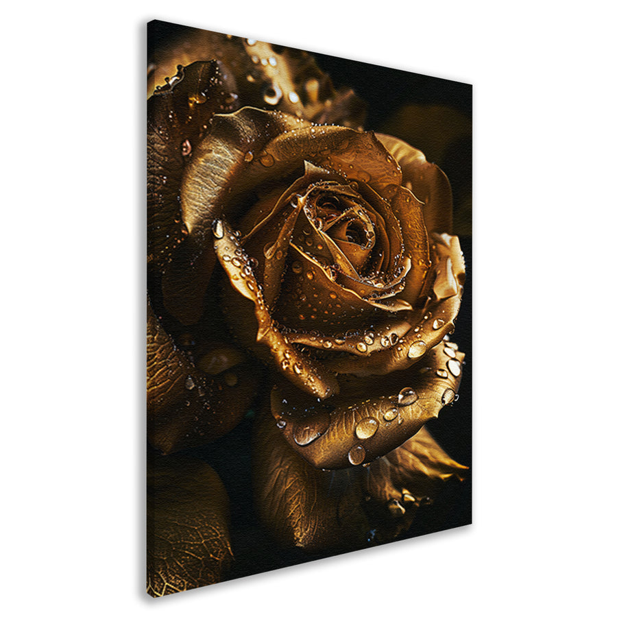Betoverende gouden roos met ochtenddauw canvas