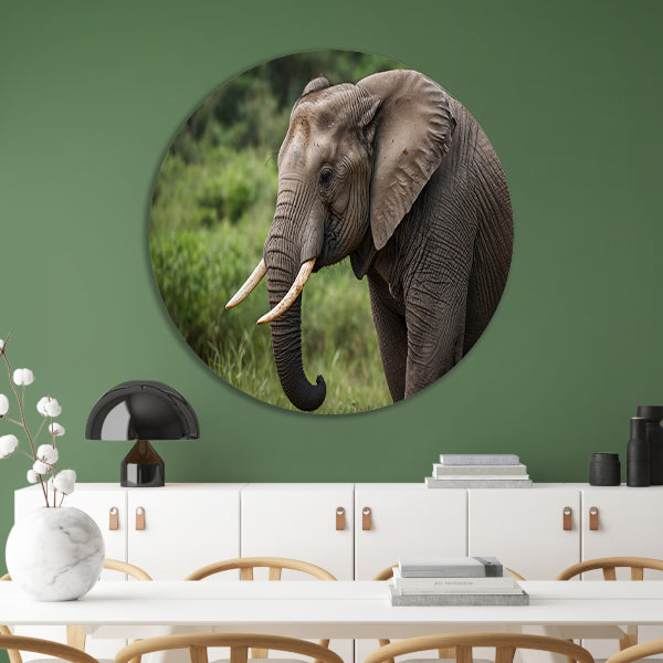 Prachtige olifant in natuurlijke habitat aluminium muurcirkel
