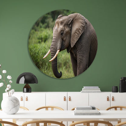 Prachtige olifant in natuurlijke habitat aluminium muurcirkel