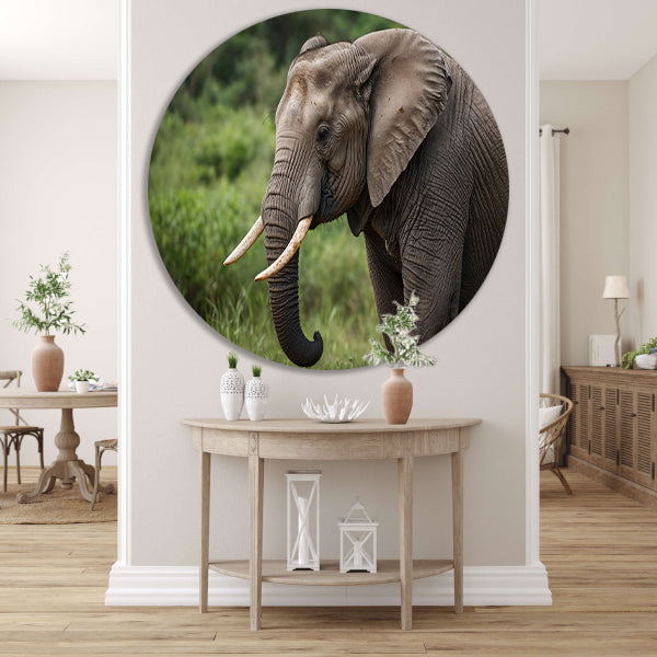 Prachtige olifant in natuurlijke habitat aluminium muurcirkel