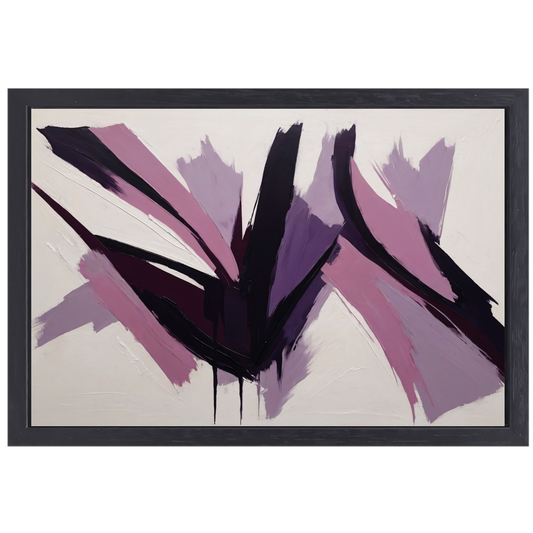 Abstracte Samensmelting van Zwart en Paarse Tinten canvas met baklijst