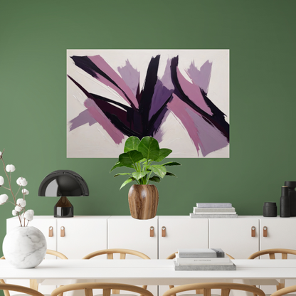 Abstracte Samensmelting van Zwart en Paarse Tinten poster