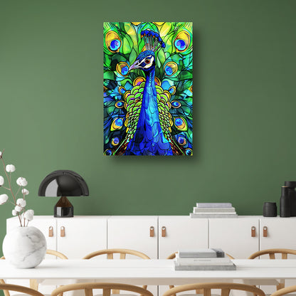 Kleurrijke abstracte pauw met veren poster