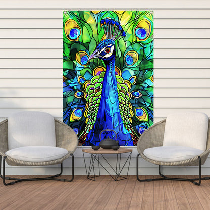 Kleurrijke abstracte pauw met veren tuinposter