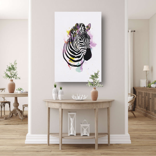 Gestileerde Zebra in een Kleurexplosie canvas