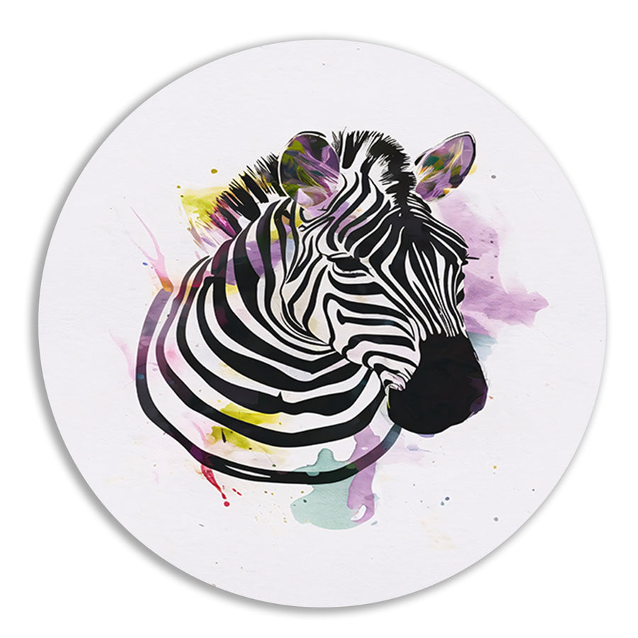 Gestileerde Zebra in een Kleurexplosie forex muurcirkel