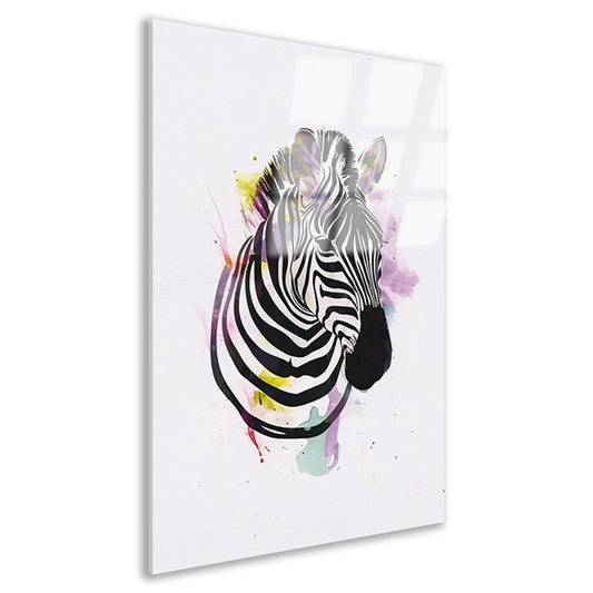 Gestileerde Zebra in een Kleurexplosie acrylglas
