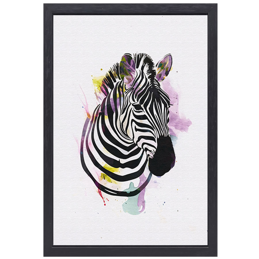 Gestileerde Zebra in een Kleurexplosie canvas met baklijst