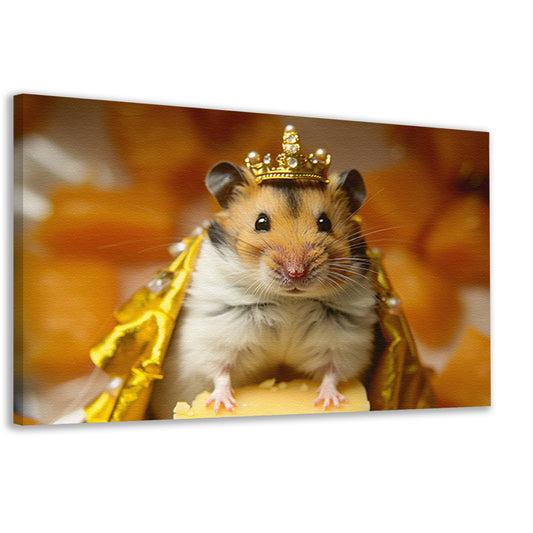 Hamster met gouden kroon en mantel   canvas