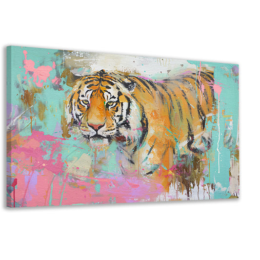 Kleurrijke abstracte schilderij van tijger canvas