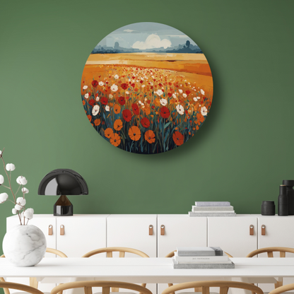 Vibrant Summer Poppies in Full Bloom aluminium muurcirkel